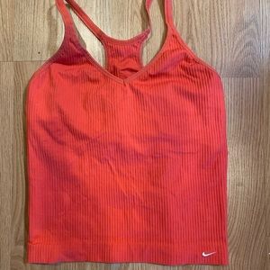 nike red rubber racerback top w built in bra